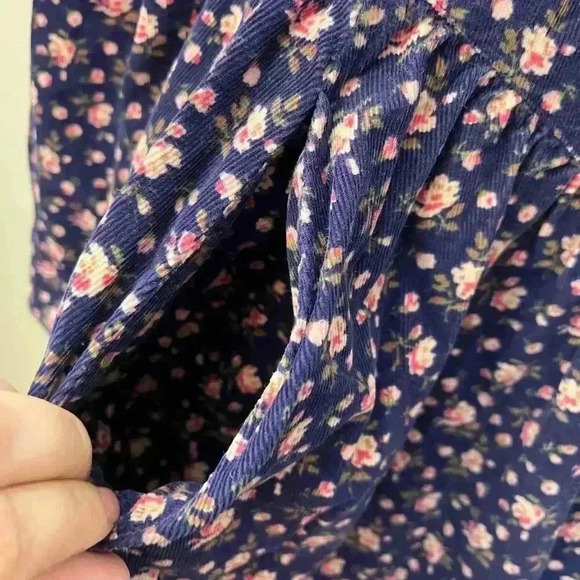 Purple Floral Corduroy Dress - Picture 14 of 15